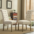 thumbnail image 2 of Roundhill Furniture Habit Solid Wood Tufted Parsons Dining Chair, Tan, Set of 2, 2 of 10