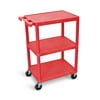 Luxor 18" x 24" Three Shelf Flat Utility Cart - Red