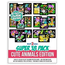 Super 18 Pack of Fuzzy Velvet Coloring Posters (Cute Animals Edition) - Stuff2Color
