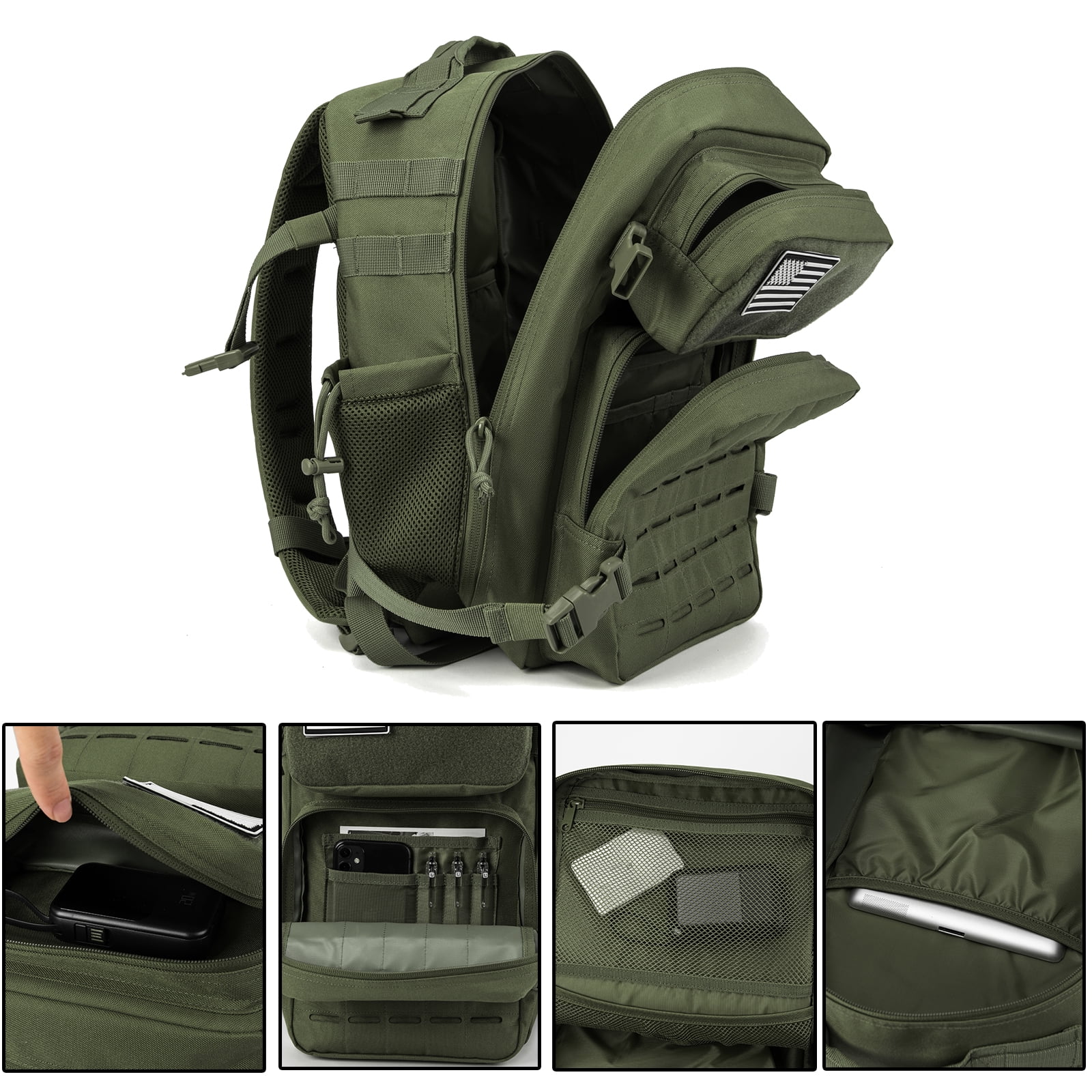 25L Molle Hiking Daypack Outdoor Backpack for Men Women Camping Travel Work Commuter Gym Bag