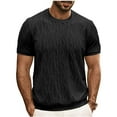 thumbnail image 2 of USNSM Mens T-Shirt Casual Stretch Solid Crewneck Short Sleeve Tees Soft Breathable Comfortable Summer Textured Shirts Black M, 2 of 6
