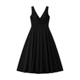 thumbnail image 2 of Bnwani Black Dresses,Summer Dresses,High Waist,V-Neck,Casual,Solid,Black,S, 2 of 5
