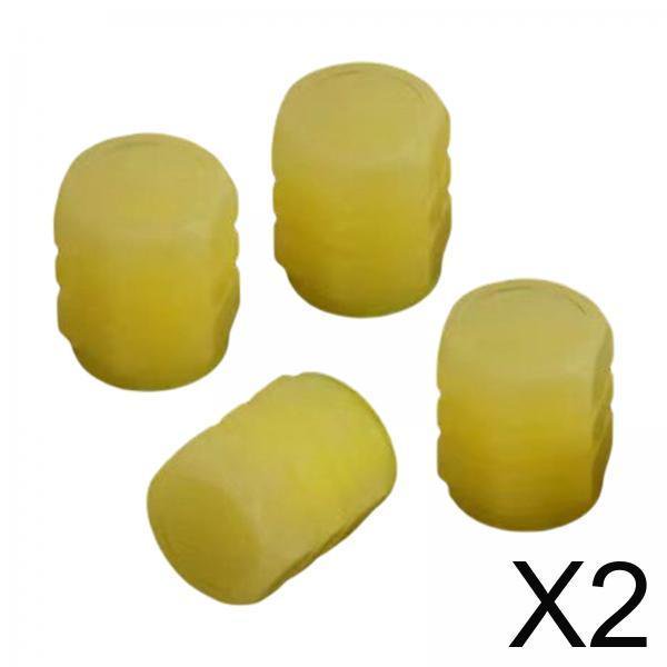 8x Car Tire Valve Stem Caps Dustproof Motorcycles Luminous caps Cover Yellow Baoblaze none