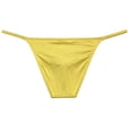 thumbnail image 2 of Botmois Men Briefs Shiny Enhance Bikini Bulge Pouch Ruched Skimpy Underwear Dark Yellow L, 2 of 3