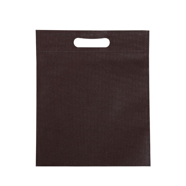 50 bolsas troqueladas de tela no tejida, ecológicas, de boca plana, para ropa, color marrón, 25 x 35 cm (9,8 x 13,8 pulgadas)