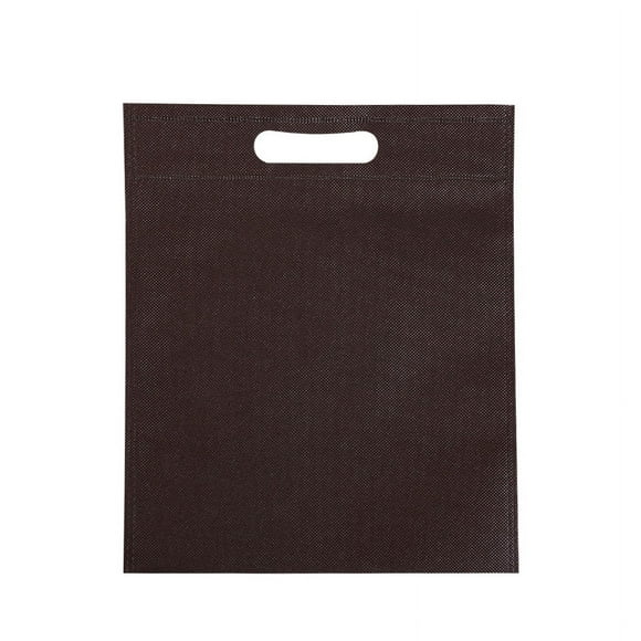 50 bolsas troqueladas de tela no tejida, ecológicas, de boca plana, para ropa, color marrón, 25 x 35 cm (9,8 x 13,8 pulgadas)