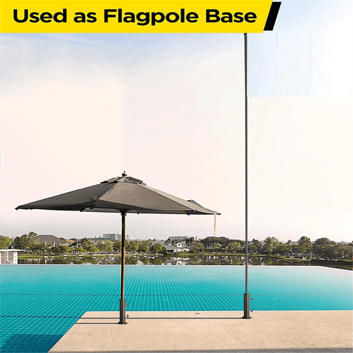 Patio Umbrella Base Stand Diameter Umbrella Stand Tube Bracket Deck Mount Umbrella Holder for Outside Garden Backyard