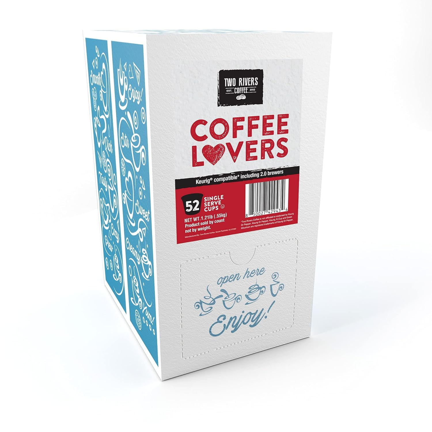 Two Rivers Coffee Lovers Coffee Pods Sampler for Keurig,Variety Pack, 52 Count
