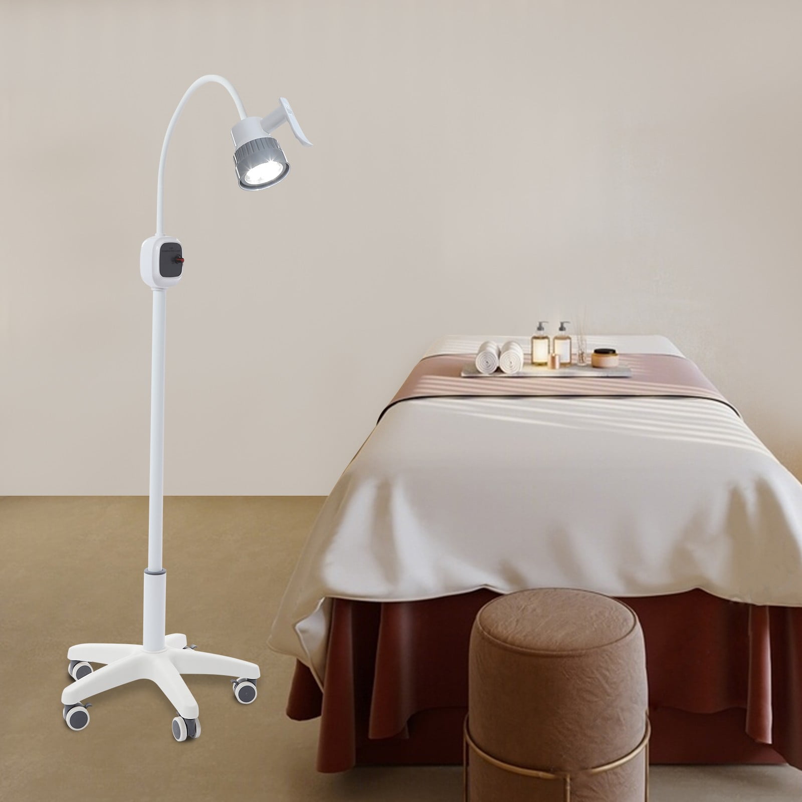 White ABS Five-Pin Oral Cavity Auxiliary Lighting Lamp With Adjustable Light And Cold Light Led Mobile Lighting Table Lamp For Diagnosis And Treatment.