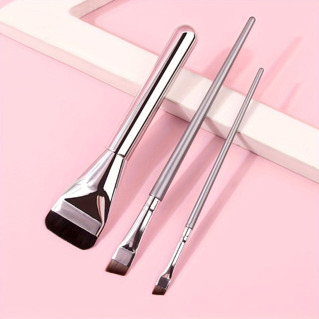 Flat Top Foundation Brush & Slanted Eyebrow Brush, Professional Cosmetic Tools Makeup Brushes For Flawless Application