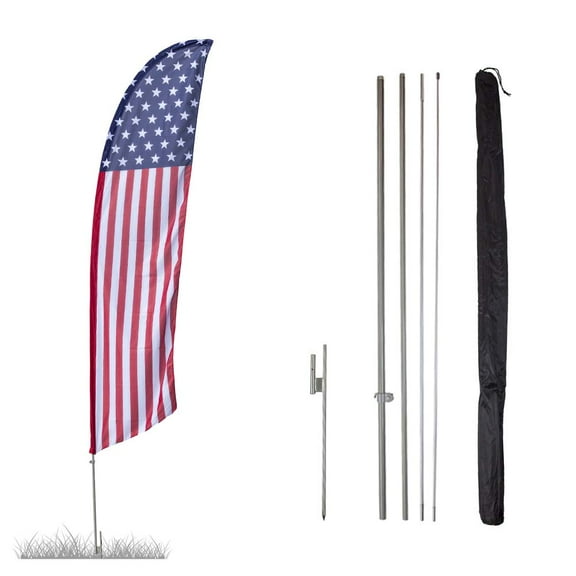 Vispronet USA American Feather Flag, 13.5ft, Pole Set and Ground Spike