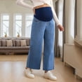 thumbnail image 5 of WAGUTH Women's Maternity Jeans Wide Leg Over The Belly Support Stretch Pregnancy Denim Loose Pants with Pockets for for Expecting Mothers,Blue,S, 5 of 7