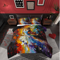 Manfei Violin Princess Bedding Comforter Set for Teens, Modern Fashion Twin Comforter Sets, Oil Printing Artwork Reversible Bedding Set, Microfiber Bedroom Decor, 2 Pieces
