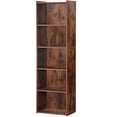 thumbnail image 3 of HomGarden 5-Tier Small Open Shelf Bookcase Narrow Bookshelf Storage Unit for Home, Living Room Bedroom, Rustic Brown, 3 of 5