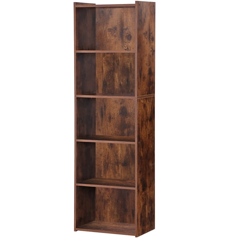 Homgarden 5-Tier Narrow Bookshelf, Rustic Brown photo 3