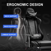 GTPLAYER Gaming Chair Office Chair Fabric with Footrest & Adjustable Headrest, Black