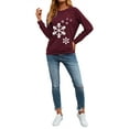 thumbnail image 6 of Xuanfei Women Christmas Snowflake Print Crew Neck Long Sleeve Top, 6 of 6