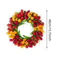 thumbnail image 3 of 15.75 Inch Tulip Wreath for Front Door, Artificial Pink Flower Wreath with Green Leaves, for Spring, Summer, Wedding, and Easter Decor, 3 of 7