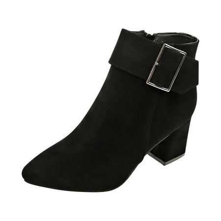 

Fesfesfes Chelsea Boots for Teen Girls Boots Retro Thick Heel High Heel Shoes Boots Plus Size Zipper Boots 7.5(40)