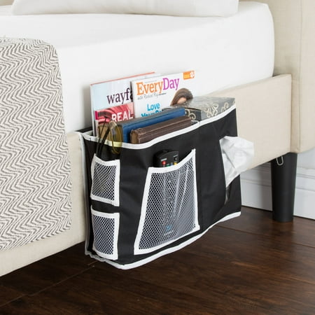Bedside Box - Everyday Home Bedside Organizer, Black with White Trim