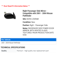 thumbnail image 2 of Right Passenger Side Mirror - Compatible with 2001 - 2004 Nissan Pathfinder 2002 2003, 2 of 2
