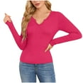 thumbnail image 2 of Women Fall Clothes Trendy Tank Tops Cotton Loose Vneck 3/4 Sleeve Shirts Cropped Sweatshirts Plus Size, 2 of 4
