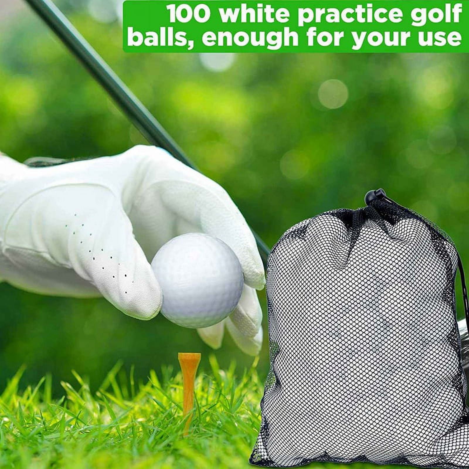 200 Pcs Golf Practice Ball Hollow Golf Ball Training Golf Balls with Mesh Drawstring Storage Bags for Training,200 x Golf balls,White