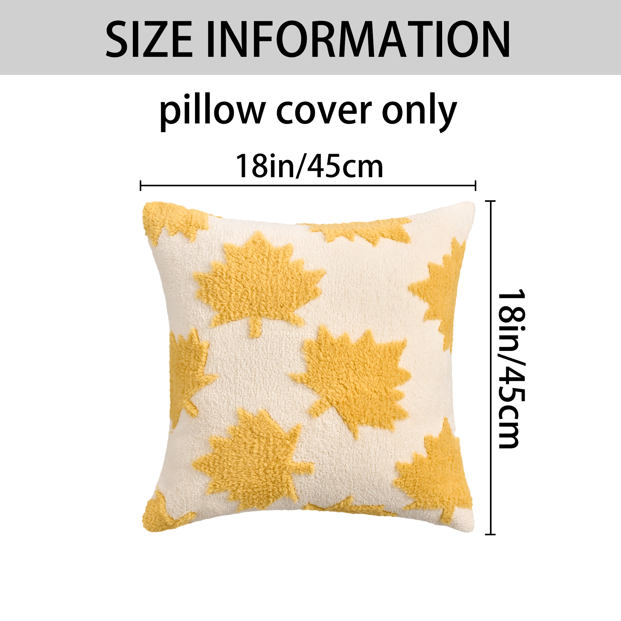 Unique Bargains Pack of 2 Maple Leaf Jacquard Throw Pillow Covers 18"x18" Yellow