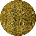 thumbnail image 1 of Ahgly Company Machine Washable Indoor Round Abstract Yellow Modern Area Rugs, 5' Round, 1 of 4