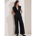 thumbnail image 3 of DARING DIVA Women's 2 Pcs Sleeveless Vest Wide Leg Pants L Black, 3 of 6
