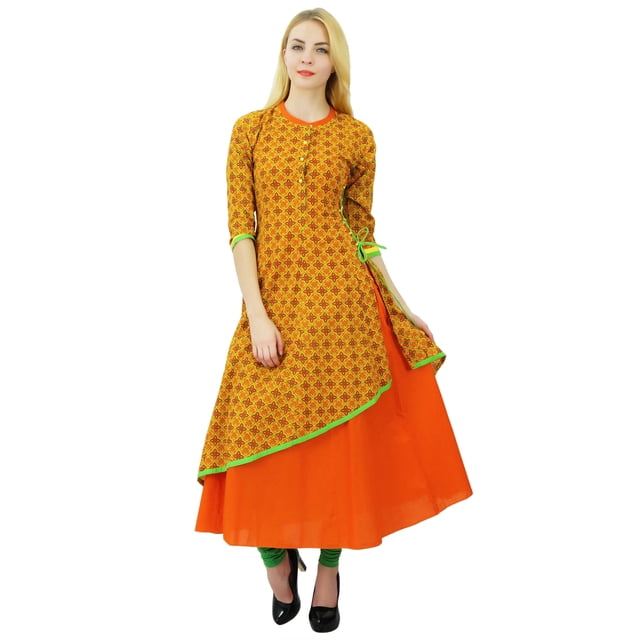 Phagun Kurti en Coton Ethnique pour Femmes Kurta Décontractée Imprimé Floral Robe de Créateur