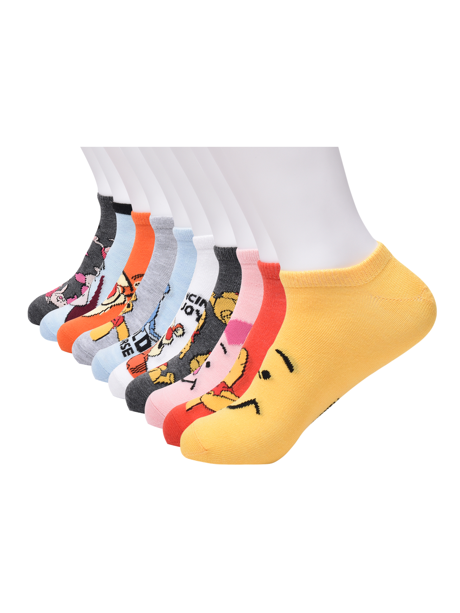 Disney Womens Winnie the Pooh Graphic Super No Show Socks, 10-Pack, Sizes 4-10 - image 3 of 5