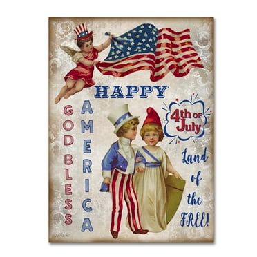 Retro Patriotic 3' Canvas Art by Jean Plout
