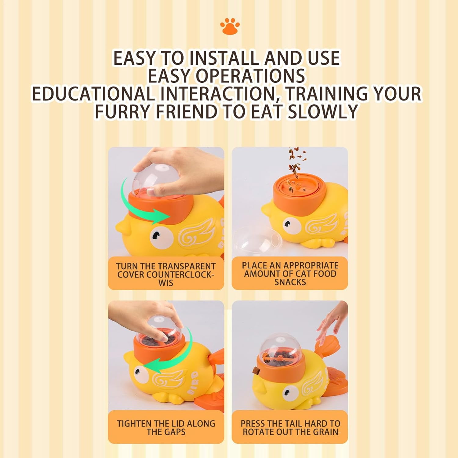 Interactive Treat Dispenser Toy,Dog Puzzle Toy, Duck Design Treat Dispenser Feeder for Mental Stimulation and Slow Eating in Indoor and Outdoor Play