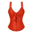 thumbnail image 4 of FYEGRE Fishbone Corset Strap Vest Embroidered Jacquard Shapewear for Performances and Parties Red XL, 4 of 4