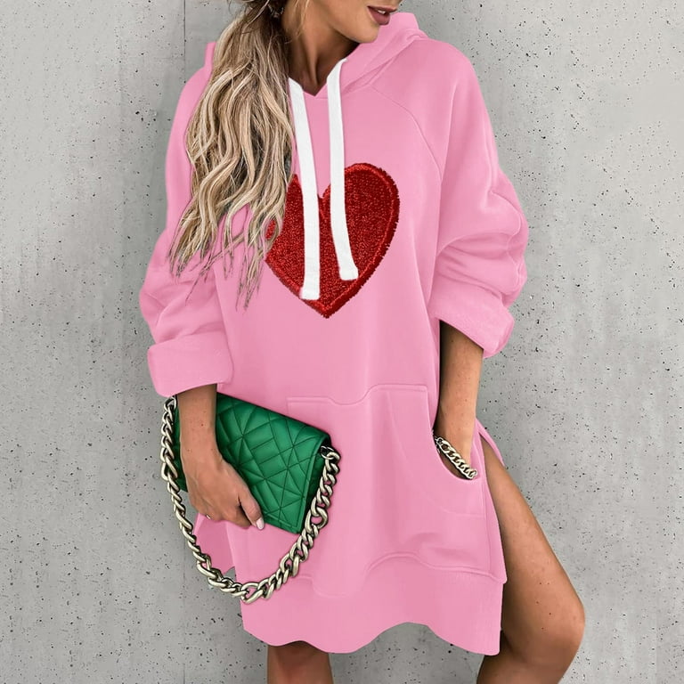 The Warmy Oversized Hoodie Dress For Women Casual Drawstring Long
