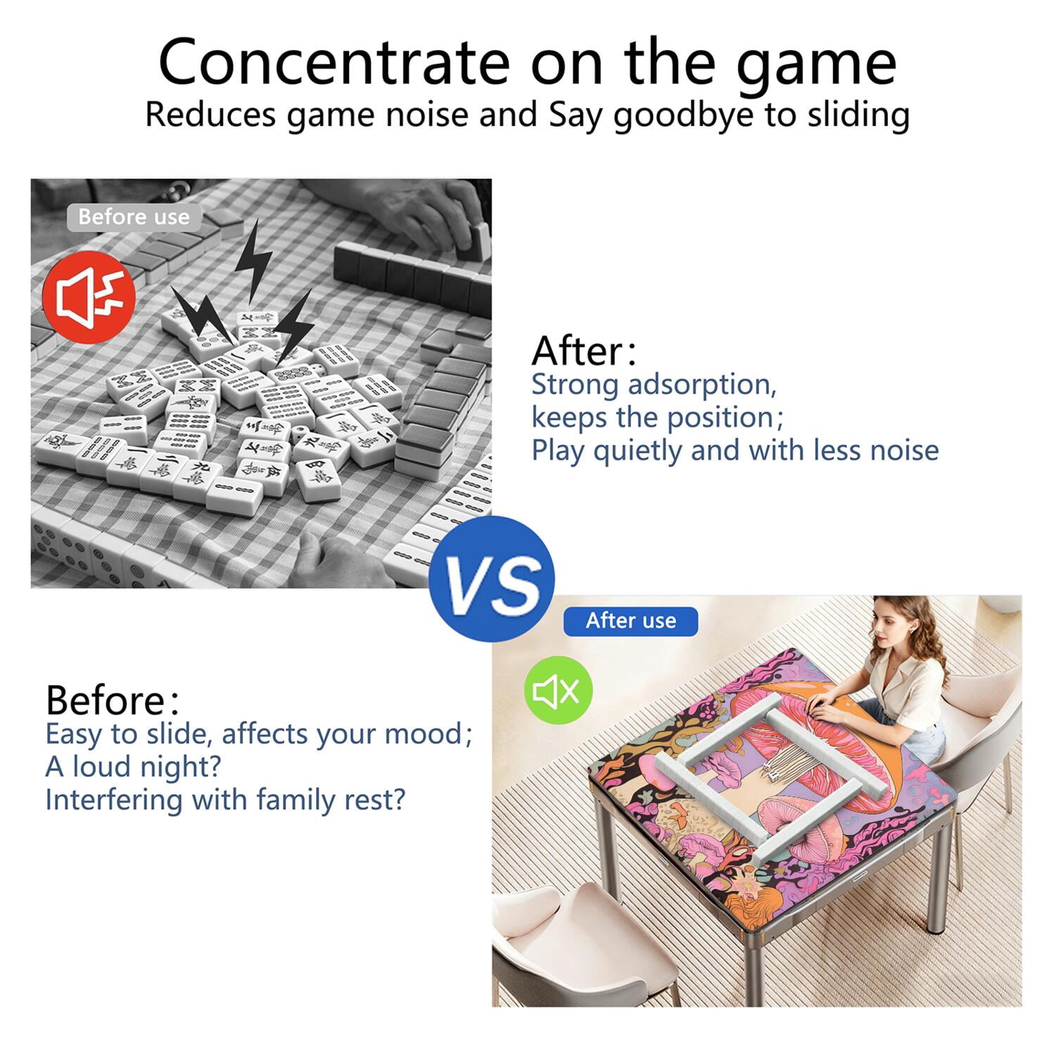 Square Plants Pattern Game Pad 31.5x31.5 Inches Constructed from Premium Rubber with Anti-Slip Grip Surface and Noise Dampening Features for Tiles Games