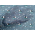 thumbnail image 1 of oneOone Cotton Poplin Fabric Waves & Sailboat Ocean Decor Fabric Printed BTY 42 Inch Wide, 1 of 4