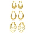 thumbnail image 1 of Aros Ovalados Gruesos de Múltiples Bucles JeenMata Chapados en Oro Amarillo, 1 of 5