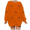 thumbnail image 4 of Womens Fleece Lined Sweatshirts Oversized Drop Shoulder Crewneck Sweat Shirts Loose Casual Halloween Graphic Sweater Orange, M, 4 of 4