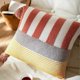 thumbnail image 3 of Knitted Square Throw Pillow Covers Decorative Striped Tassel Fluzzy Cushion Cover Pillowcase for Sofa Couch Bedroom (18"x18",Red), 3 of 4