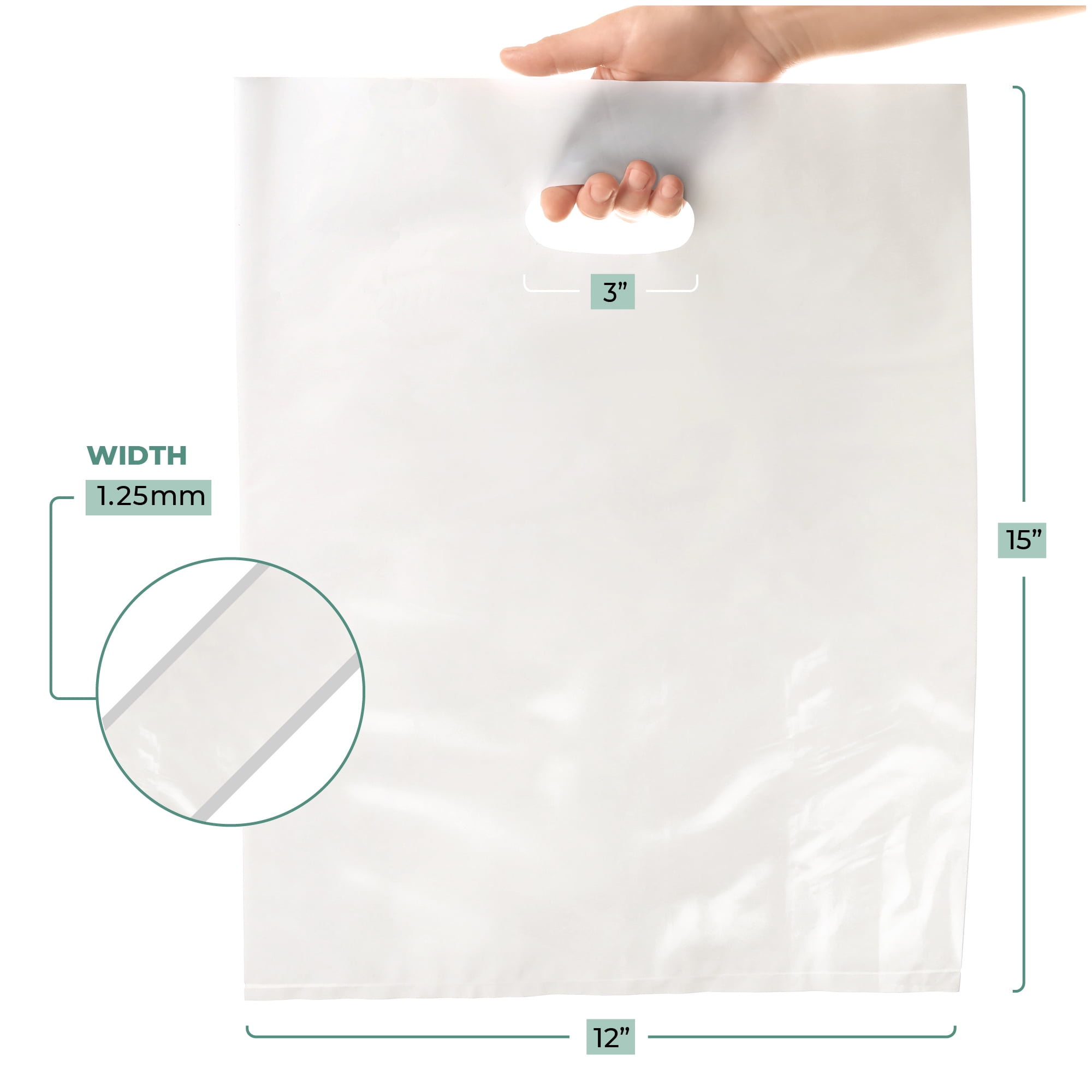  Shopping Bags for Boutique - 25 Pack White Plastic Totes with  Soft Loop Handles, Large Opaque Bags in Bulk for Small Business, Retail  Stores, Parties, Events, Take Out, Thank You, Gifts 