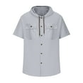 thumbnail image 4 of pstuiky camisetas para hombre, Blusa informal de manga corta con capucha, botones y bolsillo con cordón de color sólido para hombre. camisas casuales para hombre m, 4 of 6