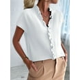 thumbnail image 2 of Women'S Casual V Neck Ruffle Short Sleeve Summer Tank Tops Shirts White L, 2 of 8