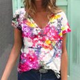 thumbnail image 2 of Blusa estampada de verano para mujer, camisetas casuales de manga corta con cuello en V, camisetas Pompotops  hkajfhjk472768, 2 of 5