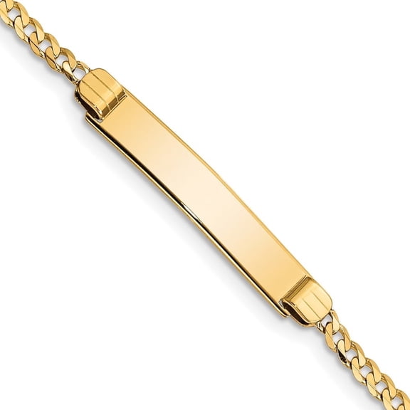 Auriga Fine Jewelry 10K Yellow Gold Flat Curb Link ID Bracelet 5.5inch for Women