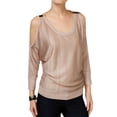 thumbnail image 2 of I.N.C Womens Metallic Cold-Shoulder Knit Sweater, Pink, Medium, 2 of 3