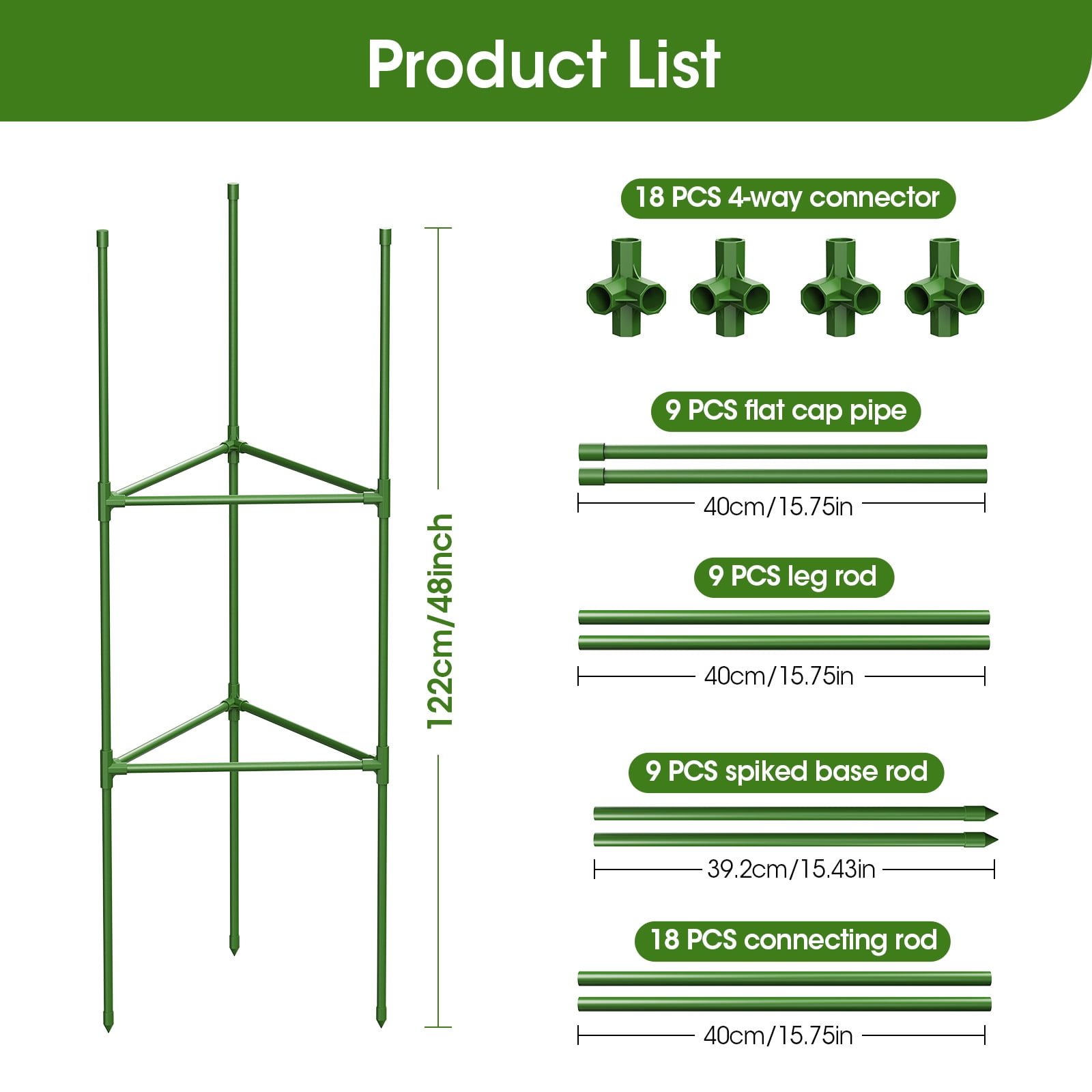 3 Pack Tomato Cage for Garden, Up to 48 Inch Tomato Trellis for Raised Garden Bed, Plant Stakes for Pots, Durable Tomato Plant Support Garden Stakes for Climbing Plants