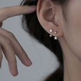 thumbnail image 2 of Pendientes de estrella con forma de hueso de oreja para hombre, únicos, sencillos, con personalidad, dulces y geniales, con diamantes, con hebilla giratoria de estrella de cinco puntas, 2 of 6
