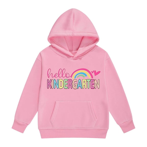 Big Girl' Hoodies Sweatshirts Cute Cartoon Print Long Sleeve Drawstring Hooded Pullover with Pocket Sweatshirt Tops Size 12-13T ,Pink
